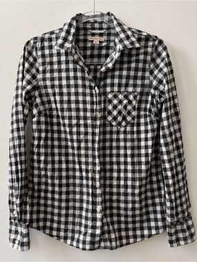Merona Black & White Gingham Button-Front Shirt